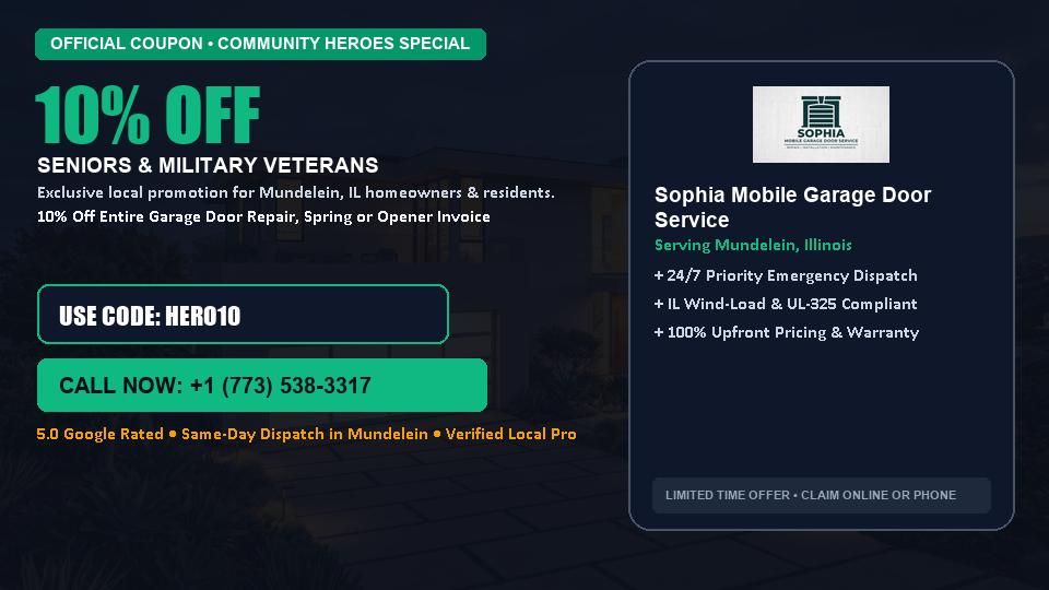 10% OFF Senior, Military & First Responder Discount in Mundelein, IL - Sophia Mobile Garage Door Service