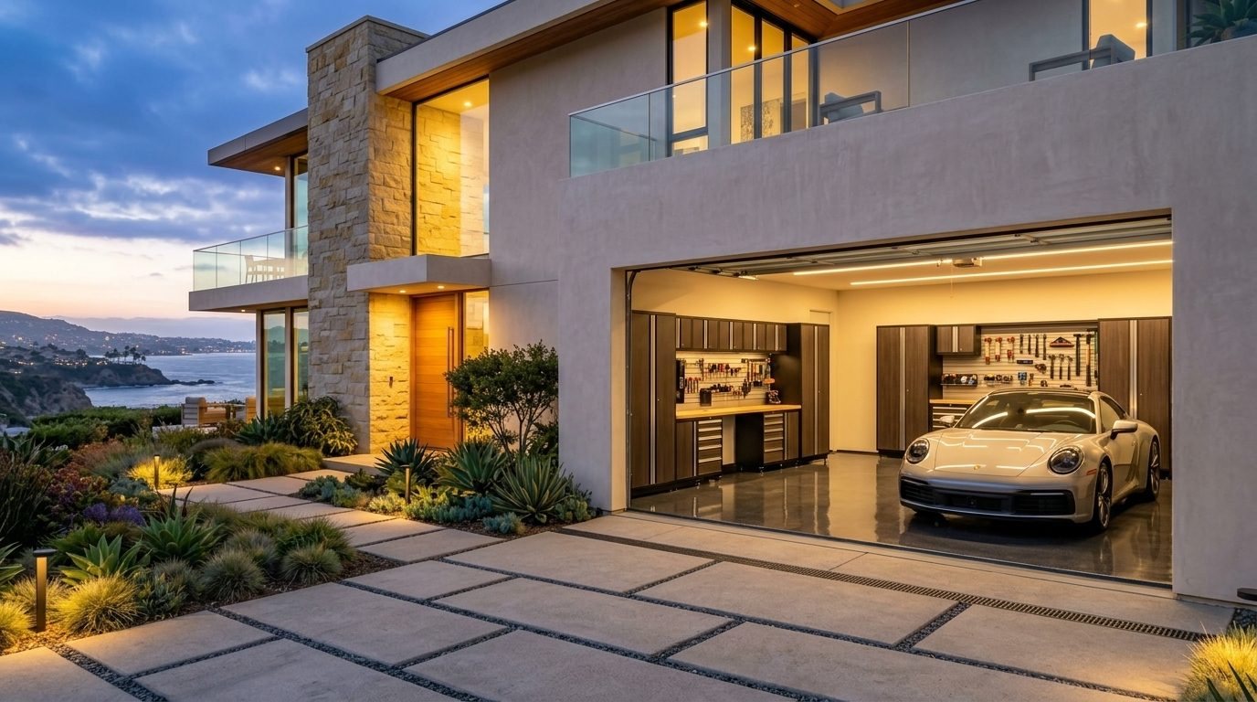Sophia Mobile Garage Door Service Garage Door Gliding Open Revealing Warm Illuminated Interior